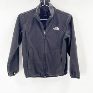 The North Face Boys Full Zip Fleece Jacket Size S Black Logo Pockets Outdoor‎